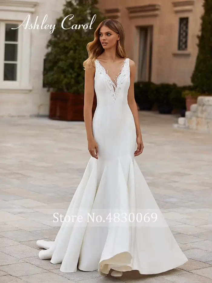 Ashley Carol-Robes de mariée sirène avec veste pour femmes