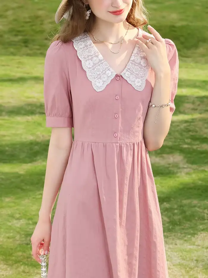I BELIEVE YOU-Robe en dentelle rose