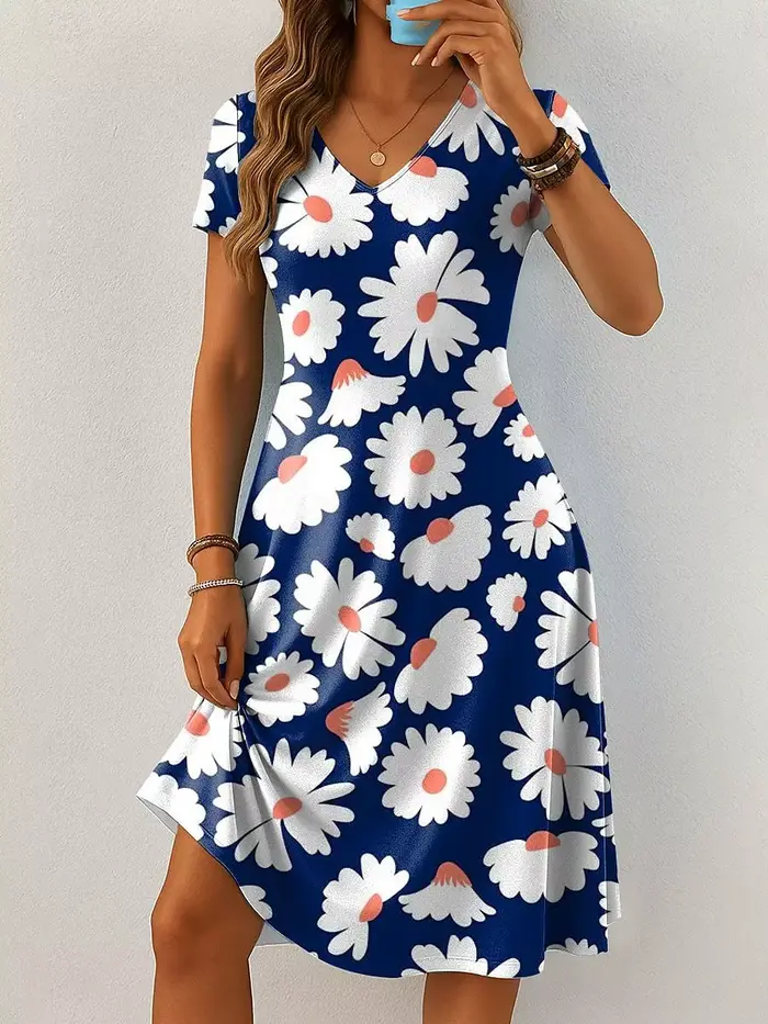 Robes courtes imprimées florales 3D pour femmes
