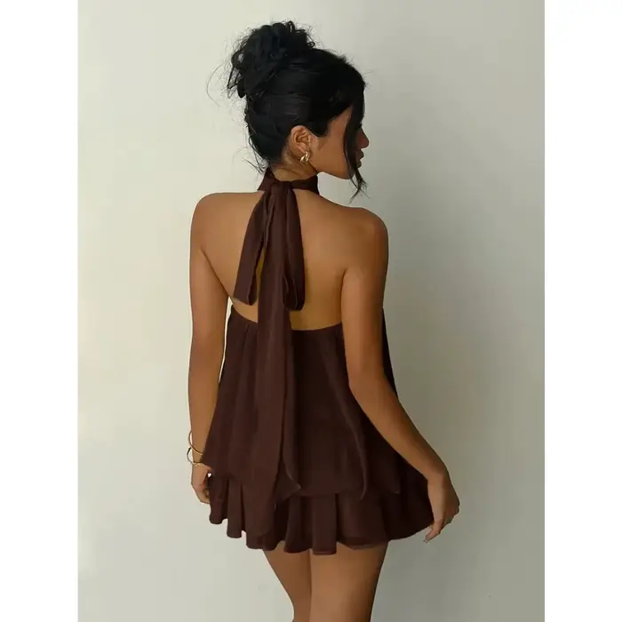 Robe licou pour femme, dos nu