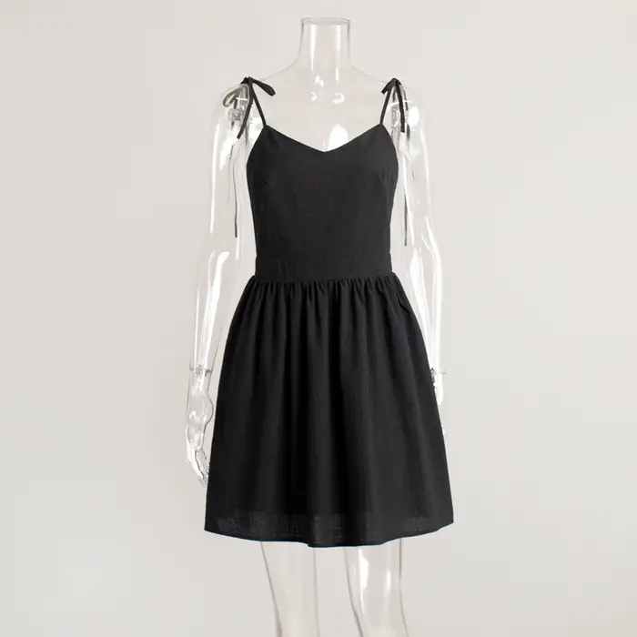 Robe courte en coton à bretelles, dos nu, taille haute, mode printemps et été 2026, pour femmes
