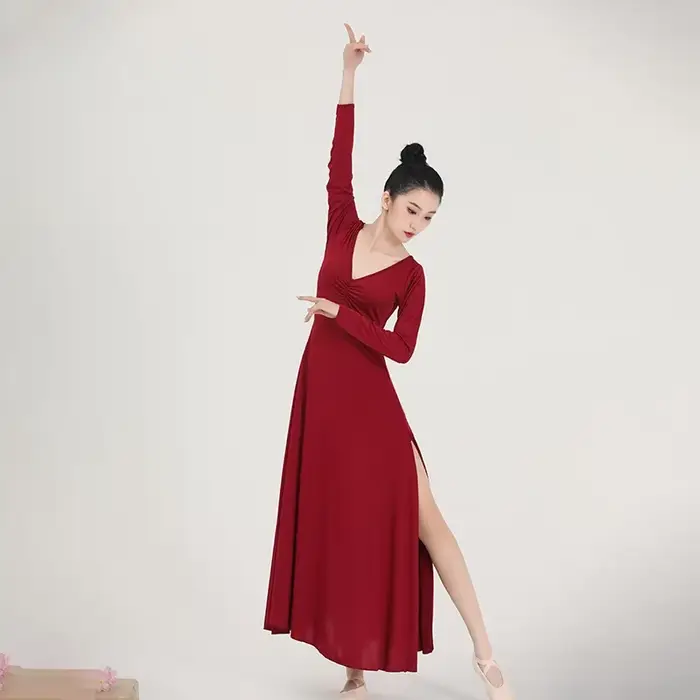 Robe de danse de salon pour femmes, robe longue Standard de concours de valse et de Tango, rouge, Pe