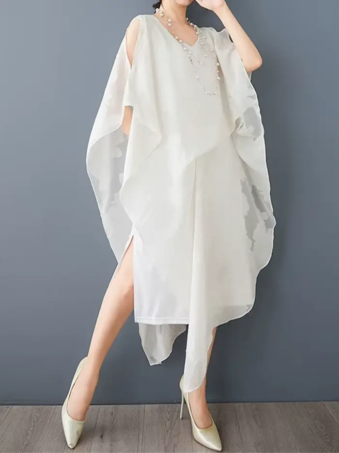 Robe Anteef en polyester avec patchwork et manches chauve-souris pour femmes décontractée et élégante occasions estivales