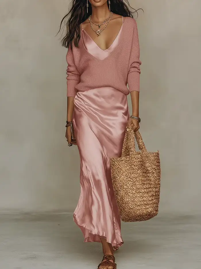 Robe longue en satin chic pour femme