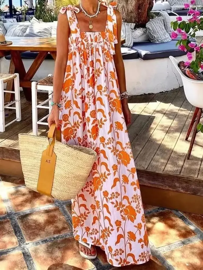 Robe longue imprimée bohème pour femmes
