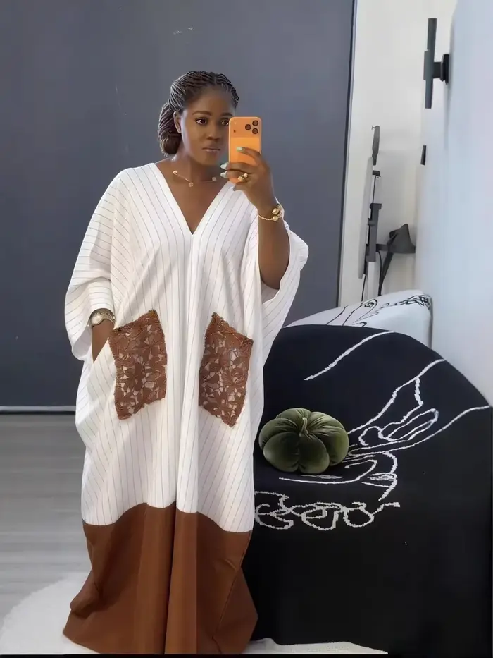 Robe musulmane de haute qualité, design tie-dye, broderie sur le col, en coton, ample, abaya, robe m