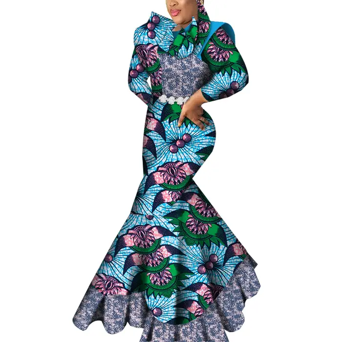 Robes Ankara pour femmes, tenue de soirée, longue, vide, tambour imprimé africain, Dashiki, vêtements africains, WY7093