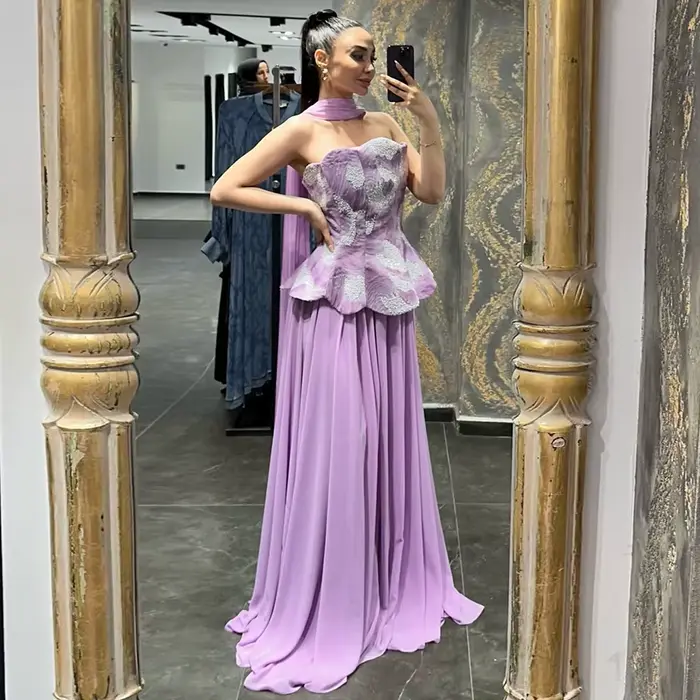 Robe de soirée élégante coupe trapèze pour femme