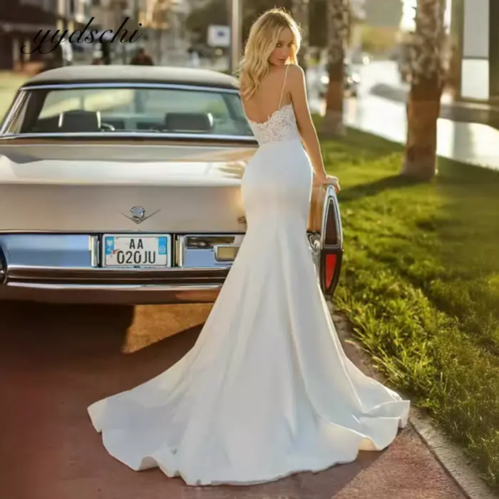 Robes de mariée sirène élégantes personnalisées 2025 en dentelle pour femme