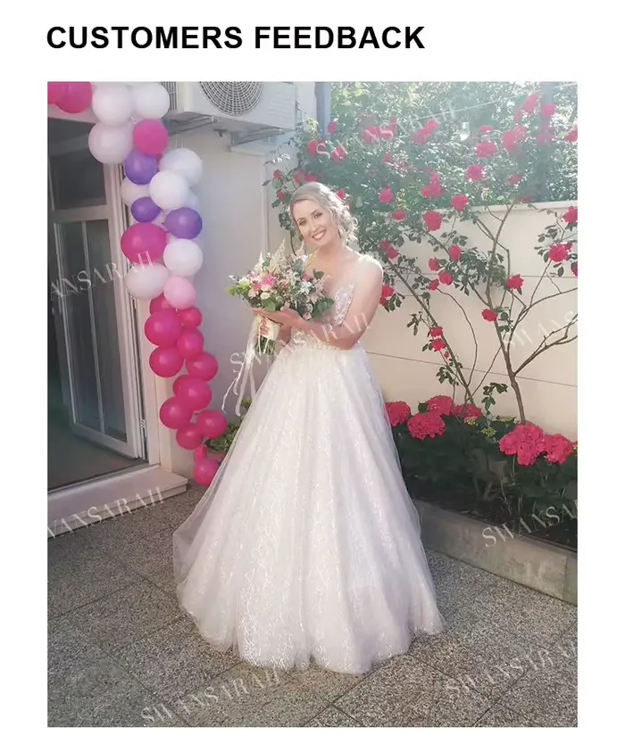 Robe de mariée SwanSarah F261 romantique à col en V, boho, appliques de perles, ligne A, fleurs 3D, personnalisable pour femmes occasions spéciales
