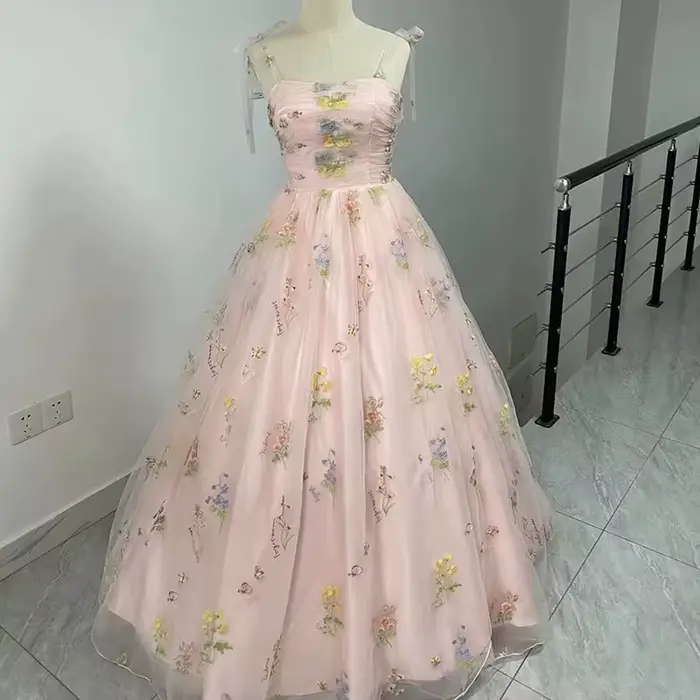 Luxe broderie florale longue soirée de bal robes de tir de mariage femmes 2025 fête d'été Occasions formelles robe de réception