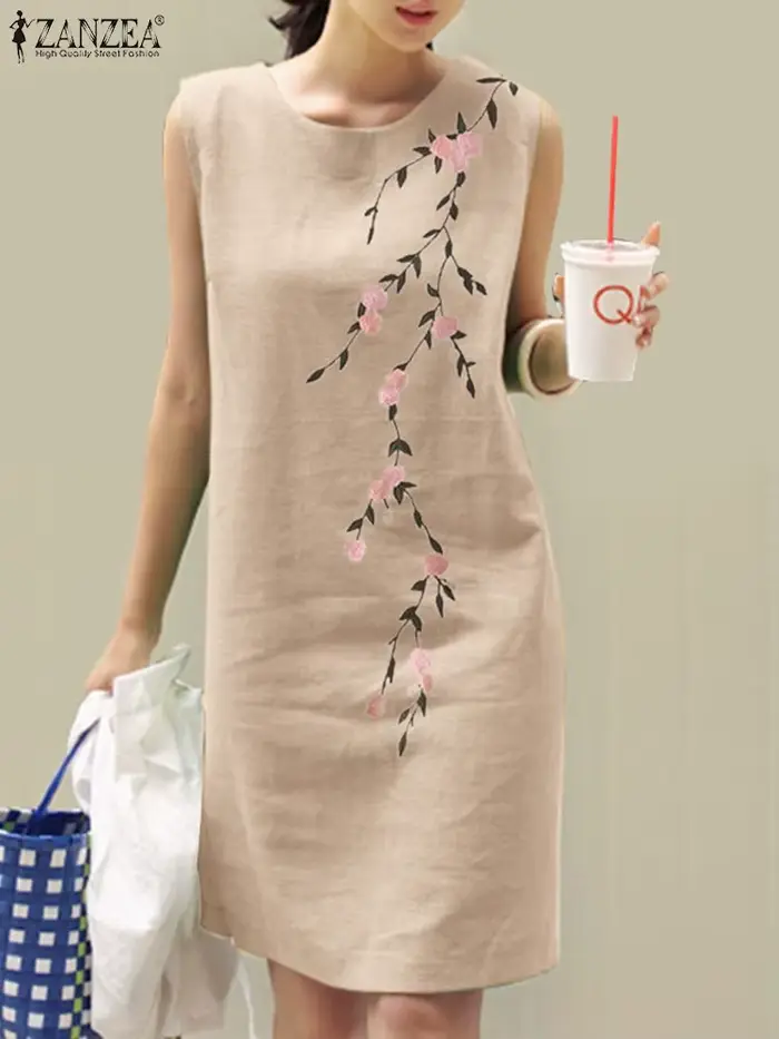 Robe Brodée Florale ZANZEA pour Femmes, Style Vintage, Élégante et Confortable pour Occasions Spéciales Plage, Fête, Mariage