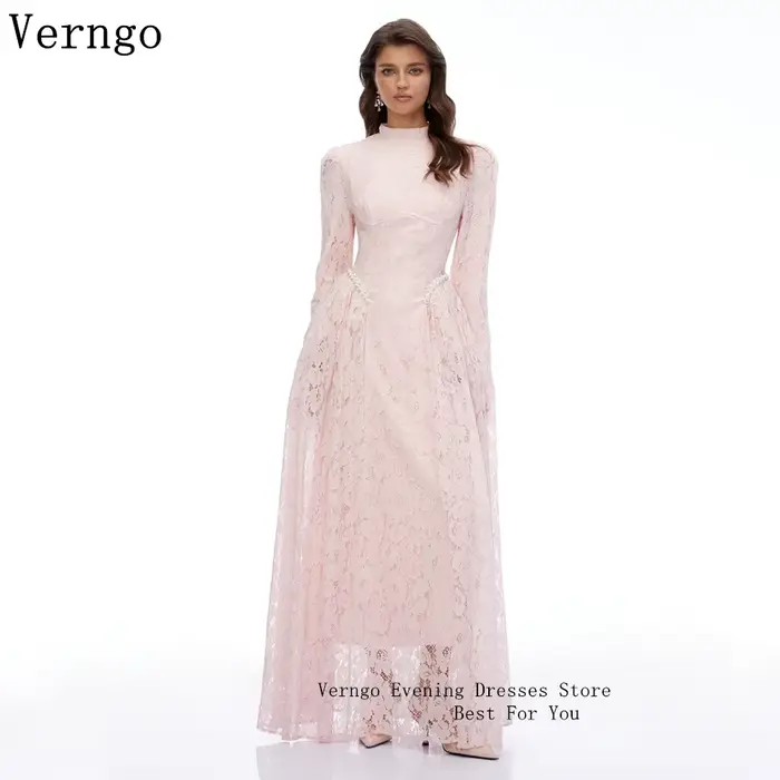 Verngo – robe de soirée de luxe en dentelle rose