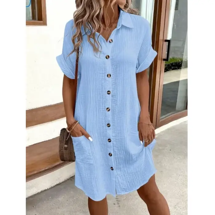 Robe Courte Vintage Unie pour Femme