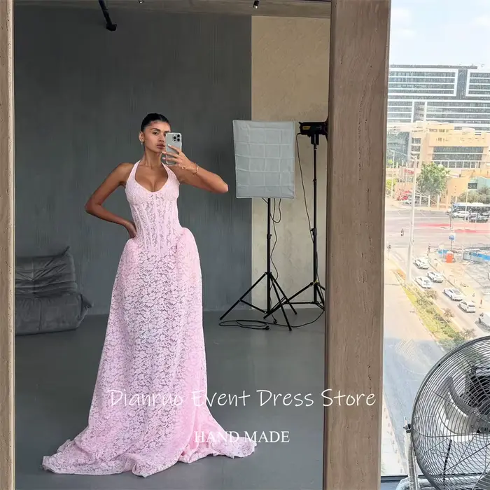 Dianruo – Robe De soirée en dentelle rose délicate