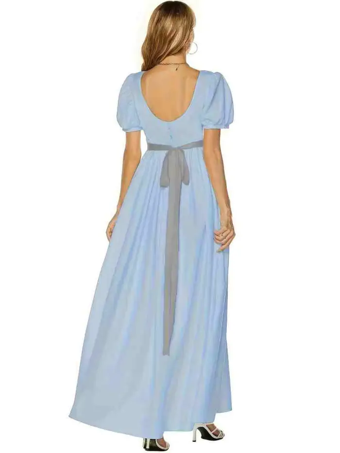 Robe régence pour femmes en polyester avec ceinture en satin et manches princesses pour occasions spéciales