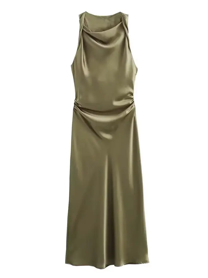 Robes longues en satin pour femmes 2026 – Robe midi d'été sexy pour femme