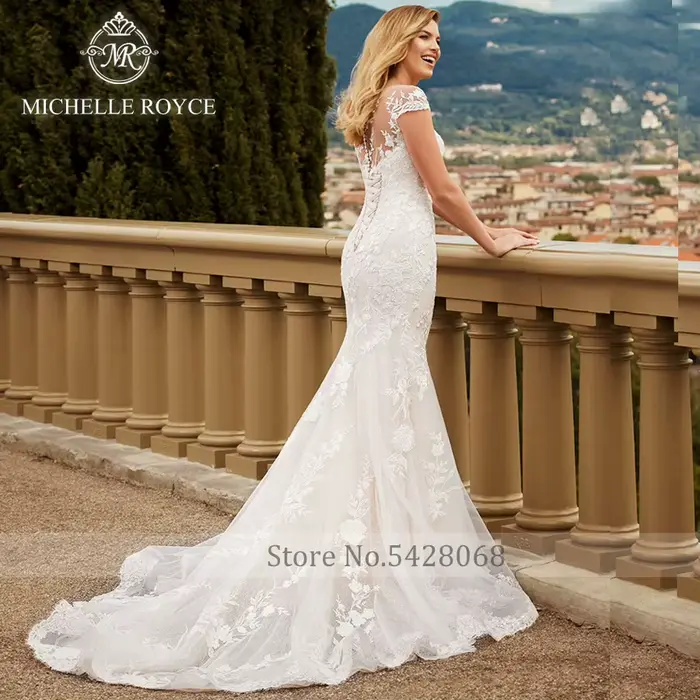 Michelle Royce sirène robes De mariée pour les femmes Sexy épaules nues chérie Appliques à lacets