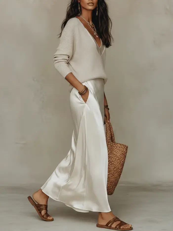 Robe longue en satin chic pour femme