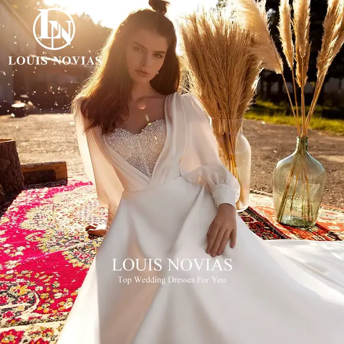 Modiis-Robes de mariée en satin cristal pour femmes