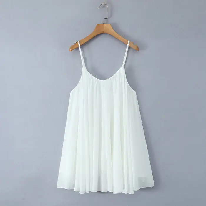 Robe courte à bretelles dos nu pour femmes, col rond, fermeture à glissière au dos, mini robe de vacances blanche style sexy et club pour occasions spéciales