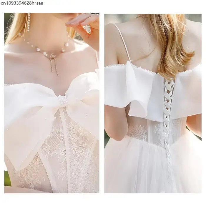Robe longue de soirée en polyester dégagée aux épaules coupe amincissante nœud mariage déguisement princesse