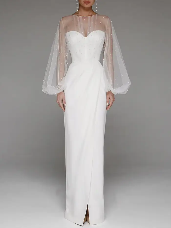 Robes de mariée sexy pour femmes décontracté col rond solide robe longue ample printemps et été musulman Drsss