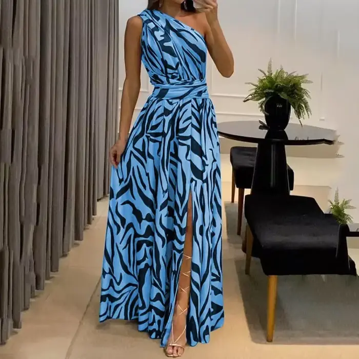 Nouvelle Robe de Soirée Longue pour Femme 2026, Élégante, Asymétrique, Col Diagonal, Dos Nu, Coupe T