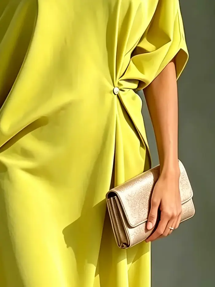 Robe élégante à épaules dénudées et manches courtes pour femme