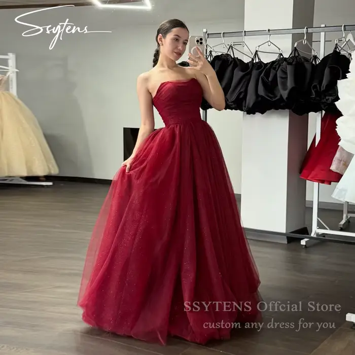 SSYTENS – robe De soirée rouge élégante, longueur au sol, Corset De fête De mariage, sans manches, f
