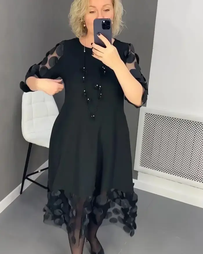 Robe évasée grande taille avec décor de points pour femmes