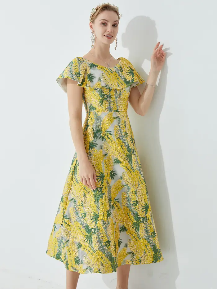 Robe en jacquard brodée française pour femmes
