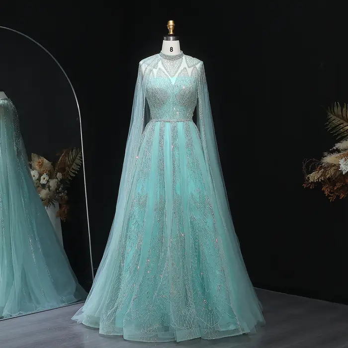 Sharon Said-Robe de soirée arabe rose de luxe pour femmes musulmanes, robe de Dubaï avec manches cape, marron, fête de mariage, tout ce qui est personnalisé, SS050