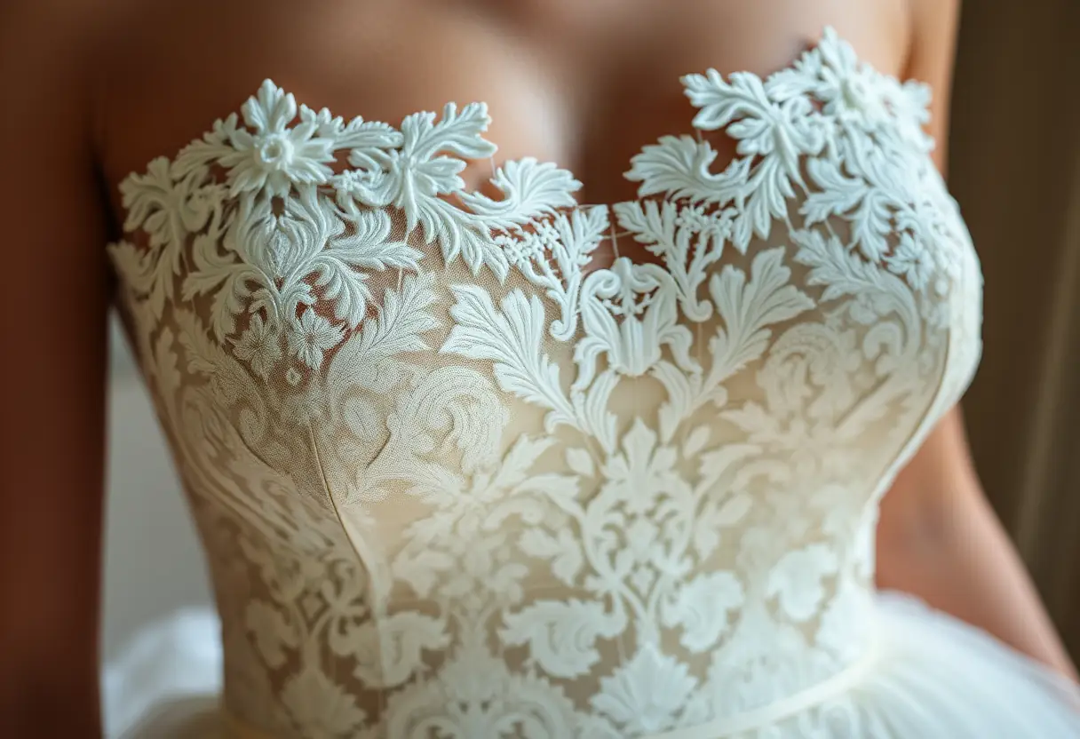 Bustier en dentelle d'une robe de bal structurée