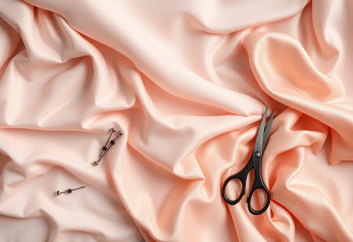 Un bureau de couturière avec différents tissus pour réaliser des robes de mariée