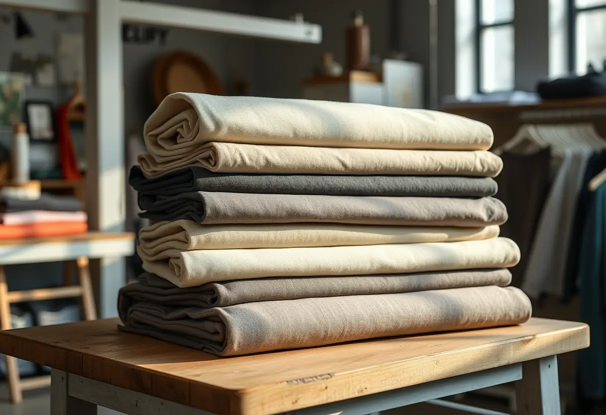 Des rouleaux de jersey dans un studio de design