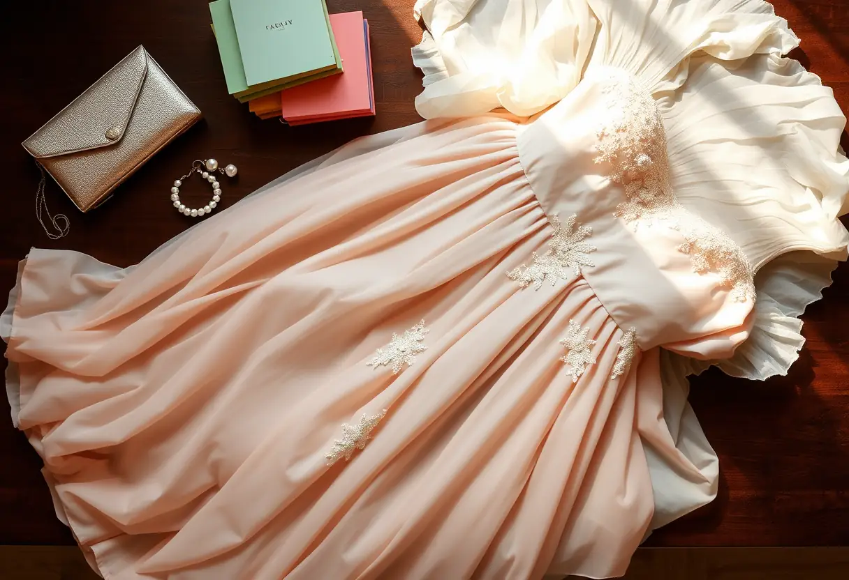 Accessoires de demoiselle d'honneur sur une table bien rangée